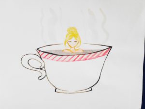 Teacup Girl Drawing - Plethoric Thoughts